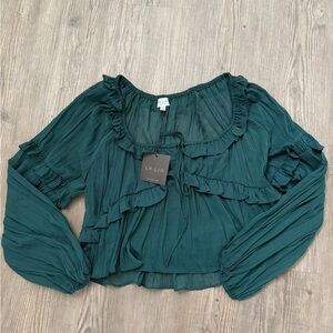 Le Lis Scoop Neck Ruffle Detail Top